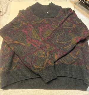 The Italian Sweater Co. Patterned Knit Sweater Gray Made In Italy